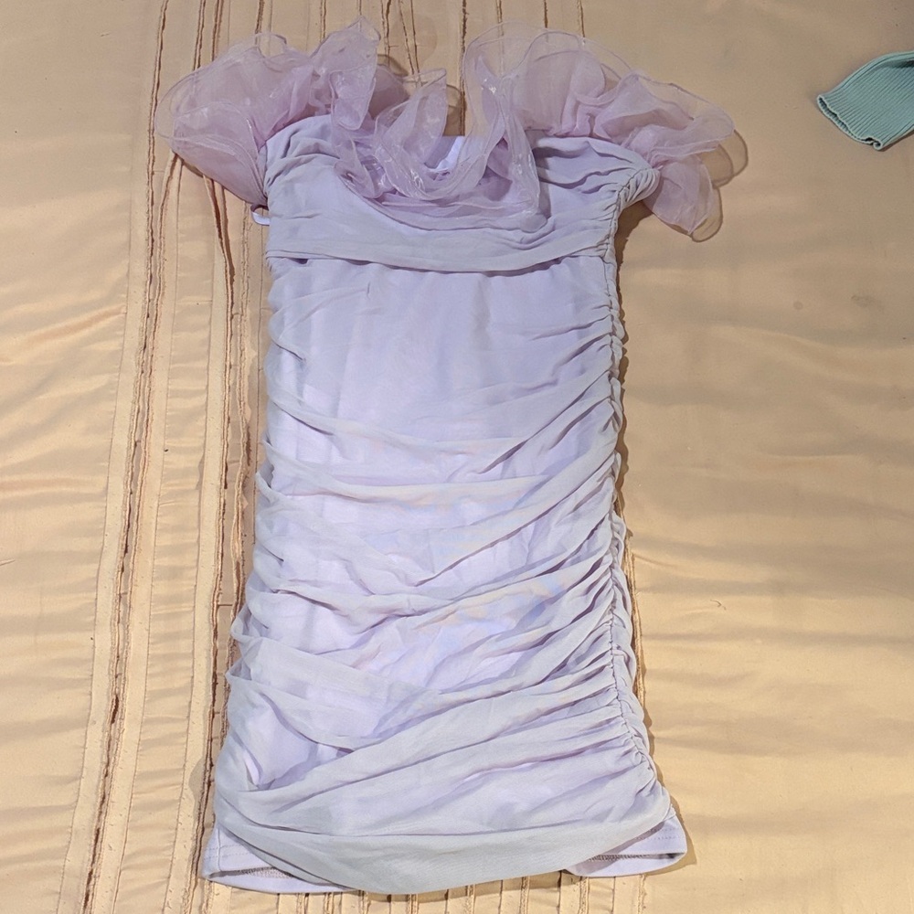Elegant Lavender Ruched Dress